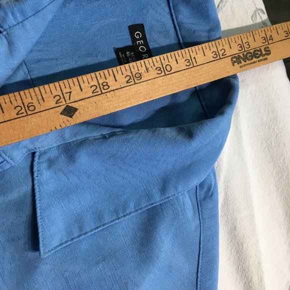 #54 George Short Sleeve Button-Down Blue Shirt Mens Size XL/XG (46-48) Solid Top - Picture 4 of 7